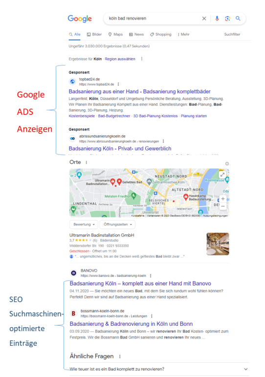 Suchmaschinenwerbung (SEA - Search Engine Advertising) ist auch für lokal tätige Unternehmen wichtig aus mehreren Gründen: